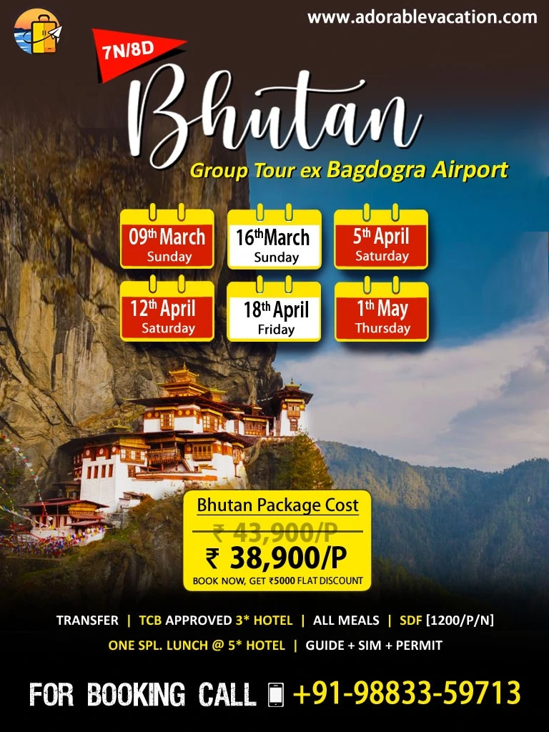 Bhutan group tour packages from Bagdogra